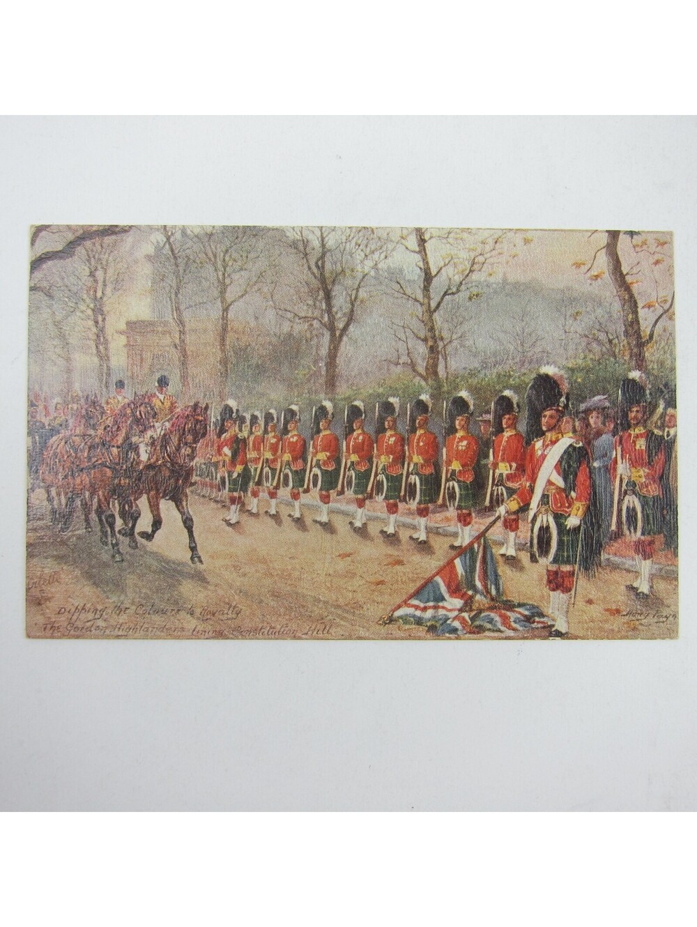 Postcard London Gordon Highlanders Lining Constitution Hill Tuck Oilette Antique